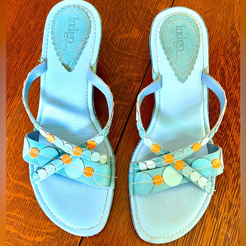 Indigo Light Blue and Orange Women's Sandals